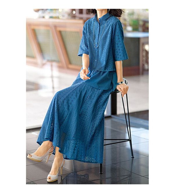 BELLUNA（ベルーナ）の「レース切替デザインフレアースカート（ロングスカート）」｜詳細画像