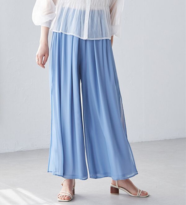 RANAN（ラナン）の「ひんやり！サイドスリットシフォンパンツ（フルレングスパンツ）」｜詳細画像