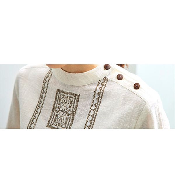 BELLUNA（ベルーナ）の「インド綿スラブ調素材幾何柄刺しゅうブラウス（ブラウス）」｜詳細画像
