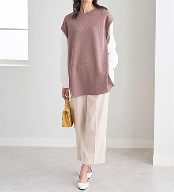 BELLUNA（ベルーナ）の「ボーダージャカード異素材切替チュニック（チュニック）」｜詳細画像