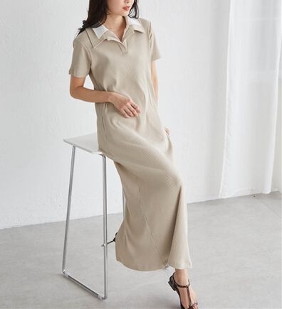 RANAN（ラナン）の「ダブルカラーリブワンピース（カットソーワンピース）」