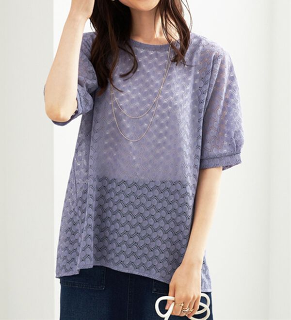 BELLUNA（ベルーナ）の「ラッセルレースパフ袖アンサンブル（アンサンブル）」｜詳細画像