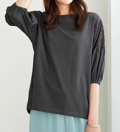 BELLUNA（ベルーナ）の「ボリューム袖レース切替プルオーバー（カットソー）」