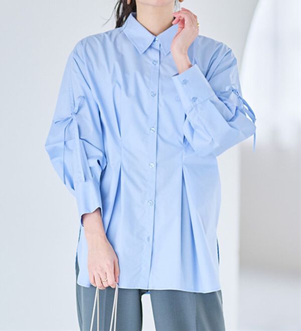 RANAN（ラナン）の「ウエストタック袖リボンシャツ（シャツ）」｜詳細画像