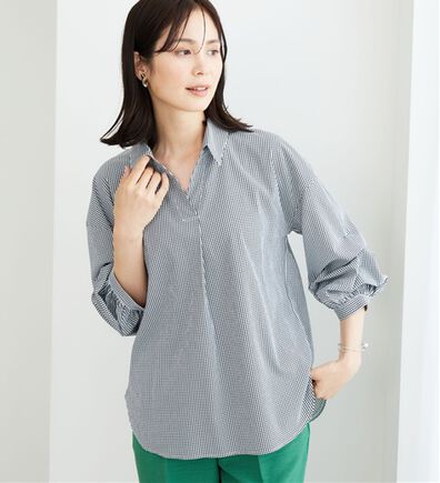 BELLUNA（ベルーナ）の「【新色追加】袖タックデザインスキッパーシャツ（シャツ）」