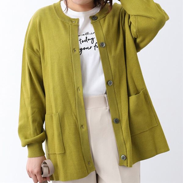 BELLUNA（ベルーナ）の「もっちり素材ノーカラーカーディガン（ニットカーディガン）」｜詳細画像