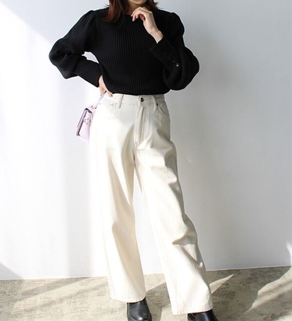 GeeRA（ジーラ）の「パフスリーブ袖ボタン着回しリブニット（ニット・セーター）」｜詳細画像