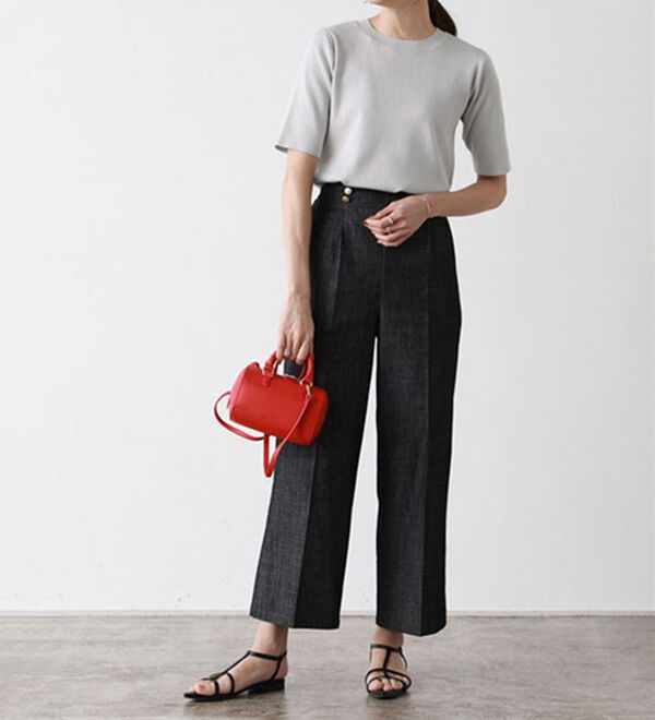 Pierrot（ピエロ）の「【洗濯機で洗える】多機能ニット５分袖トップス（ニット・セーター）」｜詳細画像