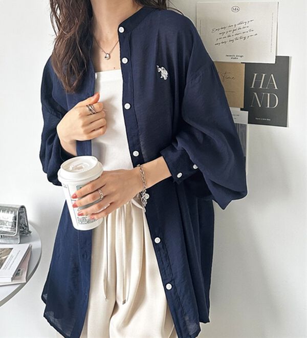 GeeRA（ジーラ）の「【Ｕ．Ｓ．　ＰＯＬＯ　ＡＳＳＮ．】バンドカラーシアーシャツ（シャツ）」｜詳細画像