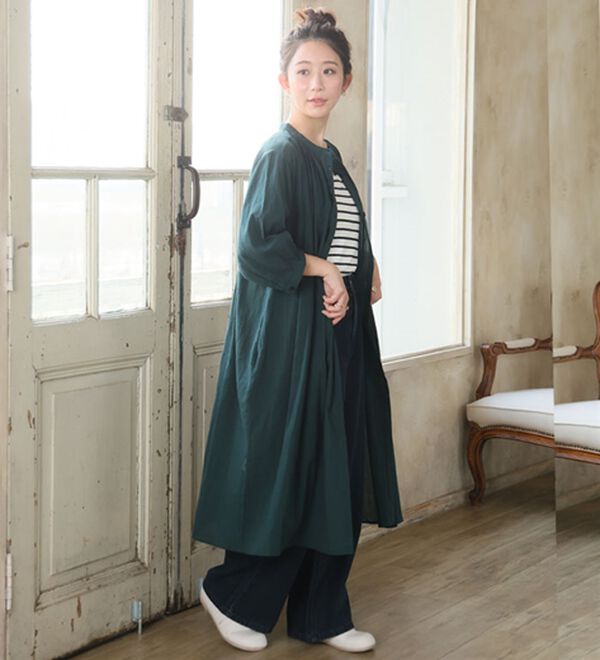 A HAPPY MARILYN（アハッピーマリリン）の「【Ｌ～６Ｌ】【選べる袖丈】【風通るプレミアム】綿・楊柳シャツチュニック（チュニック）」｜詳細画像