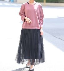 A HAPPY MARILYN（アハッピーマリリン）の「【Ｌ～６Ｌ】ゆるっと着られるチュールスカートドッキングワンピース（ドッキングワンピース）」