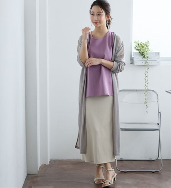 A HAPPY MARILYN（アハッピーマリリン）の「【Ｍ～８Ｌ／選べる裾】【接触冷感・吸水速乾】さらさらタンクトップ（タンクトップ・キャミソール）」｜詳細画像