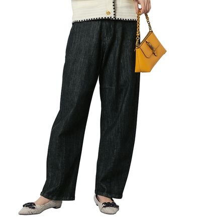 RANAN（ラナン）の「きれい見え麻入りカーブデニム（フルレングスパンツ）」