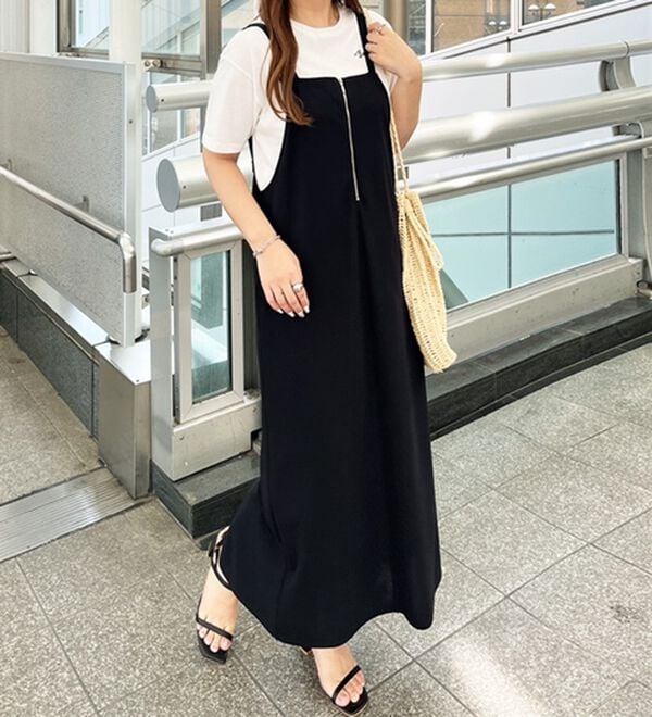 GeeRA（ジーラ）の「ハーフジップキャミワンピース（カットソーワンピース）」｜詳細画像