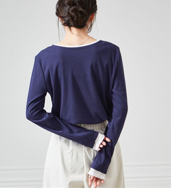 RANAN（ラナン）の「レイヤードヘンリーネックリブTシャツ（カットソー）」｜詳細画像