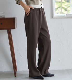 RANAN（ラナン）の「裏ベロアセミワイドリブパンツ（フルレングスパンツ）」｜ブラウン