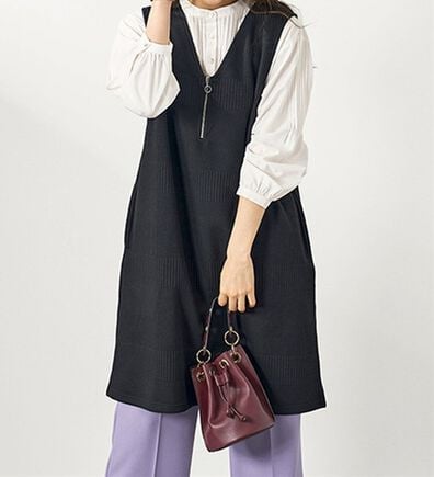 BELLUNA（ベルーナ）の「ボーダージャカード素材ジャンパースカート（ジャンパースカート）」