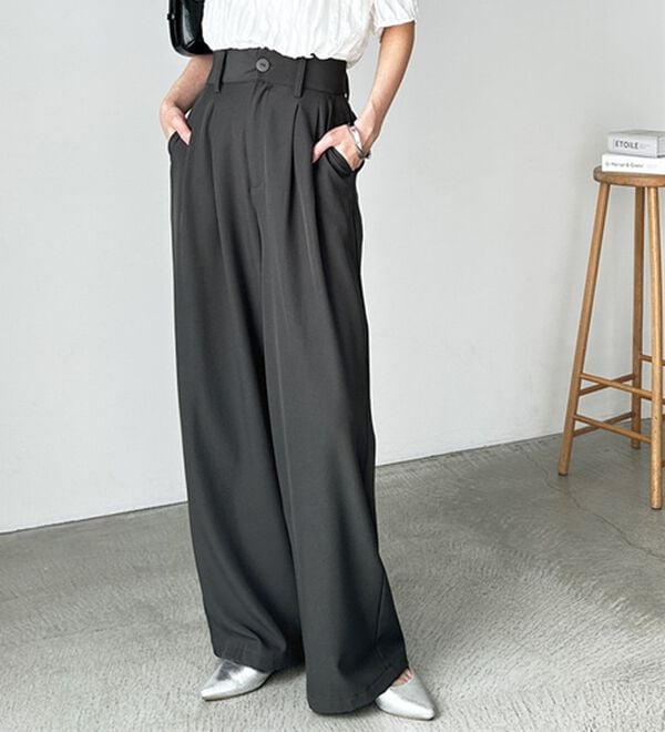 GeeRA（ジーラ）の「着心地抜群！ハイウエストダブルタックワイドパンツ（フルレングスパンツ）」｜詳細画像