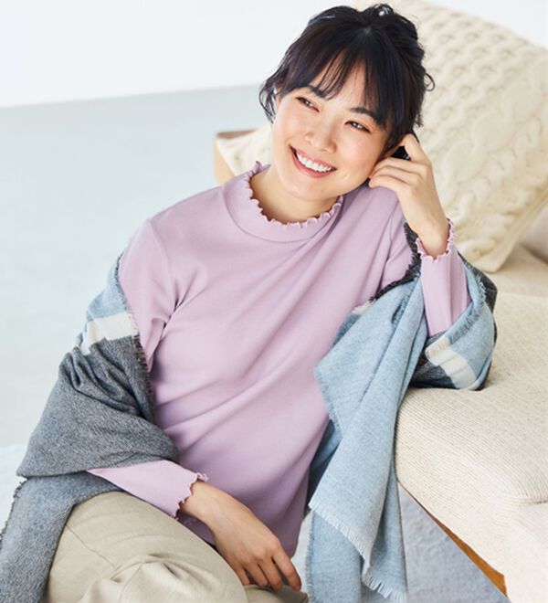 BELLUNA（ベルーナ）の「《ＨｕｇＲｅａｍコットン》メロウリブプルオーバー（カットソー）」｜ラベンダー