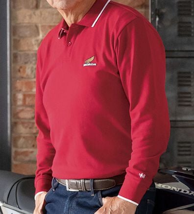 「＜ＨＯＮＤＡ＞ロゴ刺しゅう長袖鹿の子ポロシャツ（メンズポロシャツ）」