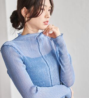 RANAN（ラナン）の「前後2wayラメプリーツハイネックプルオーバー（カットソー）」｜詳細画像