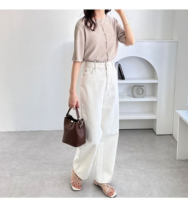 GeeRA（ジーラ）の「前後２ＷＡＹ配色メロー５分袖カットソー（カットソー）」｜詳細画像