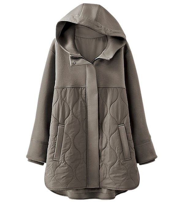 BELLUNA（ベルーナ）の「フードデザイン中わた切替ジャケットコート（ハーフコート）」｜モカ