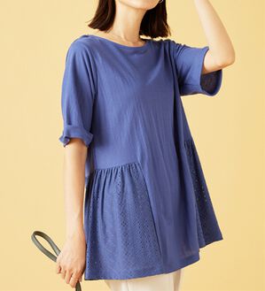 BELLUNA（ベルーナ）の「ヒンヤリ！サイドレース切替チュニック（チュニック）」｜ブルー