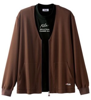 「＜フィラ＞ミラノリブカーデ＆Ｔシャツ（メンズＴシャツ）」｜ダークブラウン