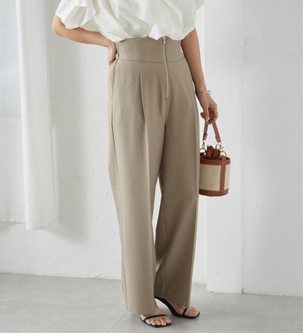 RANAN（ラナン）の「ハイウエストジップワイドパンツ（ワイドパンツ・ガウチョ）」｜詳細画像