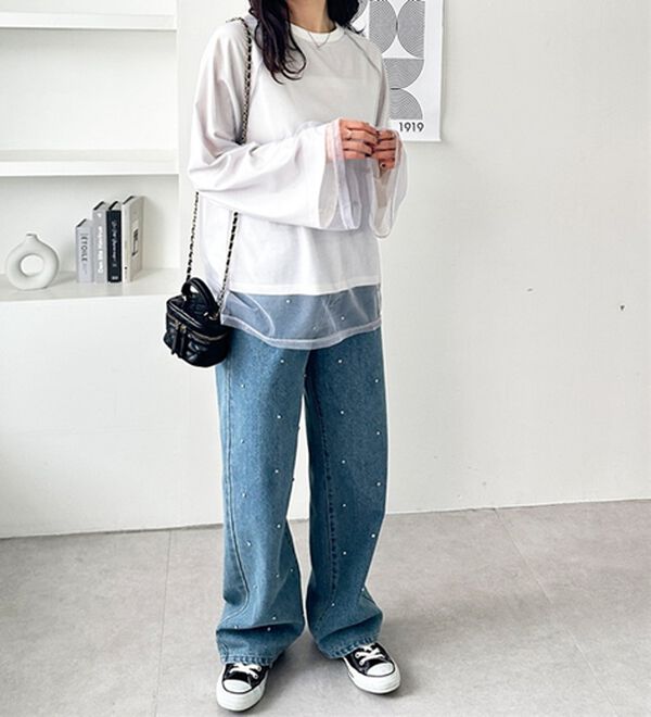 GeeRA（ジーラ）の「チュールレイヤードロンＴ（Tシャツ）」｜詳細画像