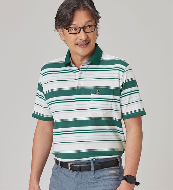 「＜クロコダイル＞マルチボーダーポロシャツ（メンズポロシャツ）」｜詳細画像