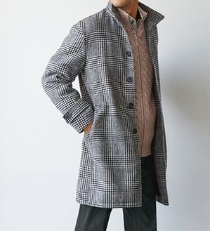 「ビッグチェックメルトンコート（メンズコート）」｜グレンチェック