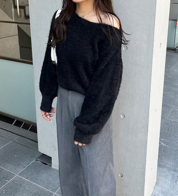 GeeRA（ジーラ）の「シャギーオフショルニット（ニット・セーター）」｜詳細画像