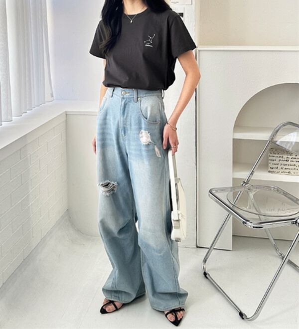 GeeRA（ジーラ）の「綿１００％アソート１ポイント刺しゅうＴシャツ（カットソー）」｜詳細画像