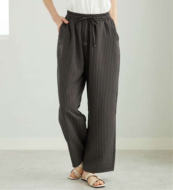 BELLUNA（ベルーナ）の「速乾！サッカー素材ドロストワイドパンツ（ワイドパンツ・ガウチョ）」｜詳細画像