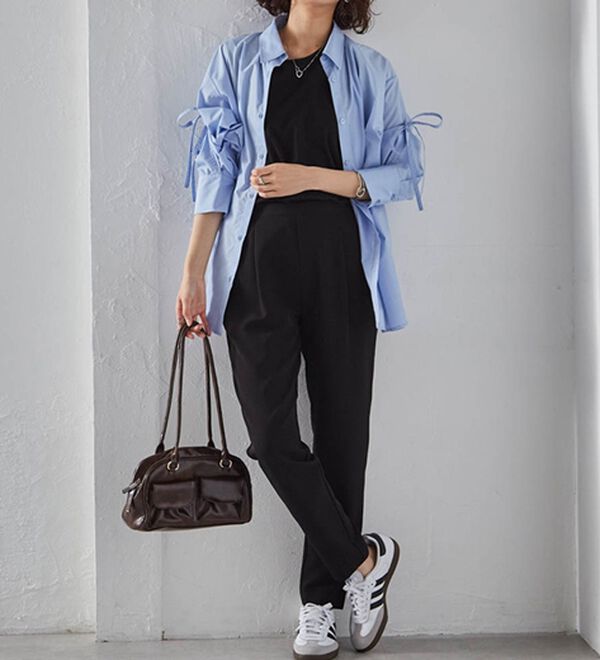 RANAN（ラナン）の「【選べる股下】美脚シルエットタックパンツ（股下６１・６５ｃｍ）（フルレングスパンツ）」｜詳細画像