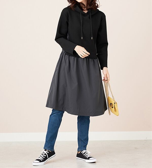 BELLUNA（ベルーナ）の「異素材切替ドロスト使いワンピース（その他ワンピース）」｜詳細画像