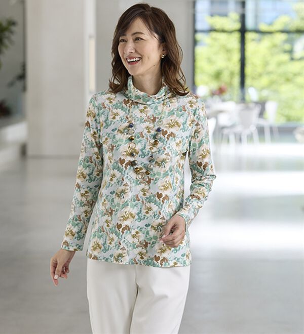 BELLUNA（ベルーナ）の「テンセル（ＴＭ）繊維・コットンプリントプルオーバー（カットソー）」｜詳細画像