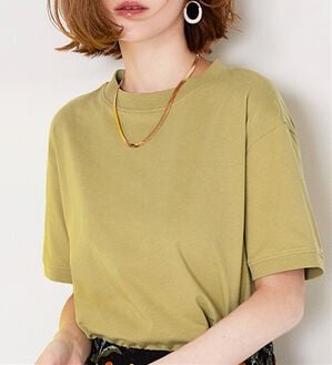 BELLUNA（ベルーナ）の「ヒンヤリ！綿１００％大人顔サマ見えＴシャツ（Tシャツ）」｜ライムイエロー