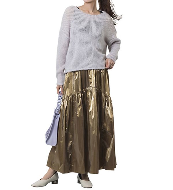 RANAN（ラナン）の「メタリックラウンドティアードスカート（ロングスカート）」｜詳細画像