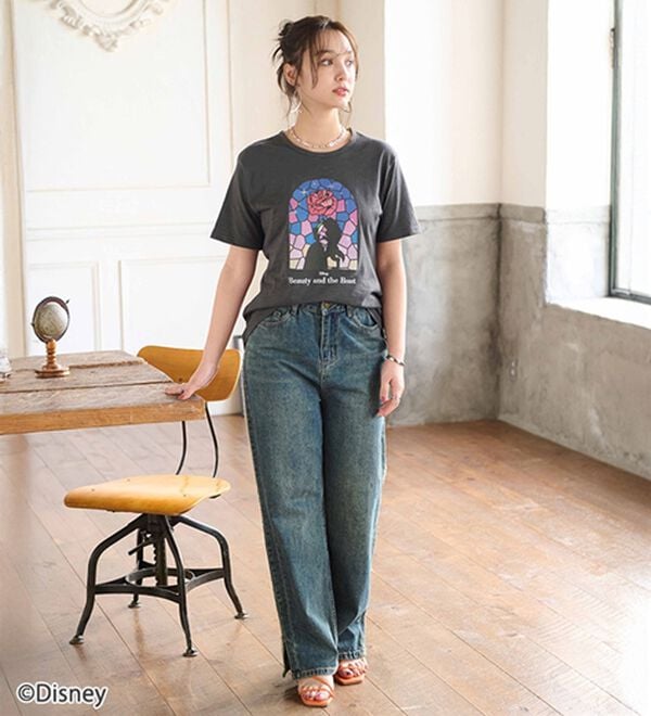 BELLUNA（ベルーナ）の「＜Ｄｉｓｎｅｙ＞キャラクタープリントヴィンテージ風Ｔシャツ（チュニック）」｜詳細画像