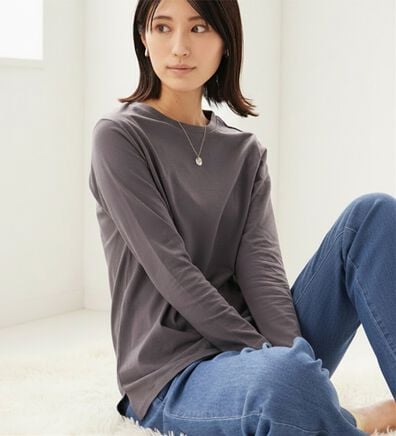 BELLUNA（ベルーナ）の「綿１００％大人顔サマ見えプルオーバー（カットソー）」