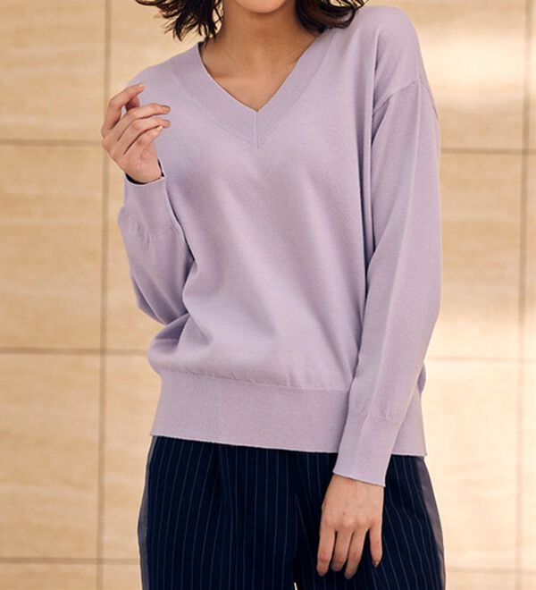 RANAN（ラナン）の「もちもちベーシックニット（Vネック・ハイネック）（ニット・セーター）」｜詳細画像