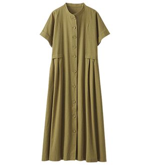 BELLUNA（ベルーナ）の「コットンリネンタック使いゆったりワンピース（その他ワンピース）」｜マスタード
