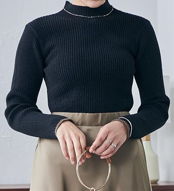 RANAN（ラナン）の「もちもちリブパイピングハイネックニット（ニット・セーター）」｜詳細画像