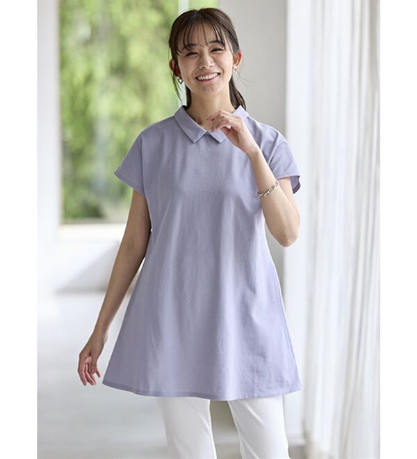 BELLUNA（ベルーナ）の「ヒンヤリ！綿１００％かのこポロチュニック（チュニック）」｜詳細画像