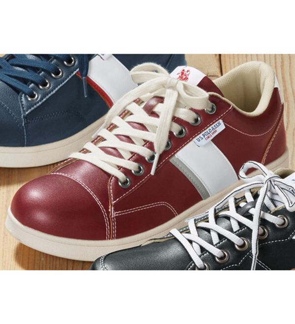 「＜ユーエス　ポロ　アッスン＞防水カジュアルシューズ（メンズスニーカー）」｜レッド