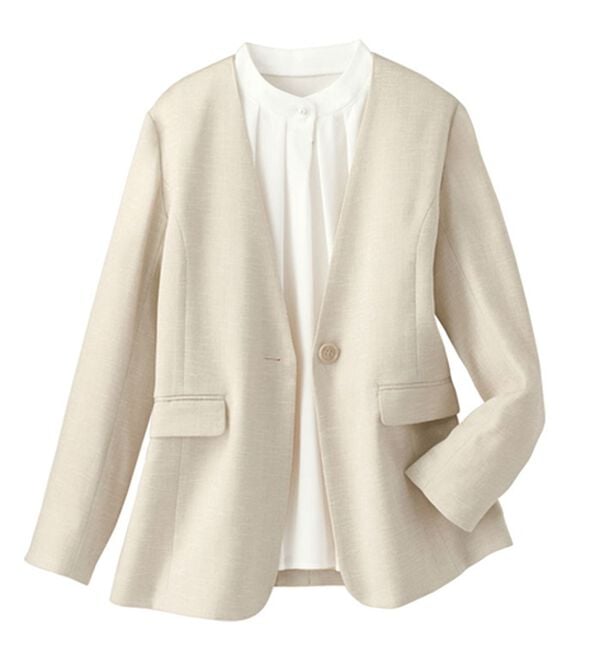 BELLUNA（ベルーナ）の「＜楽スタフィット＞ノーカラージャケット（ノーカラージャケット）」｜詳細画像