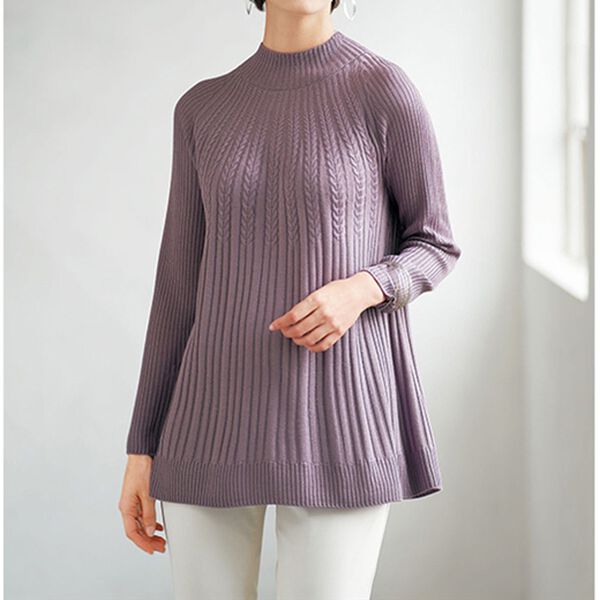 BELLUNA（ベルーナ）の「＜日本製＞ホールガーメントケーブル柄フレアーチュニック（チュニック）」｜詳細画像